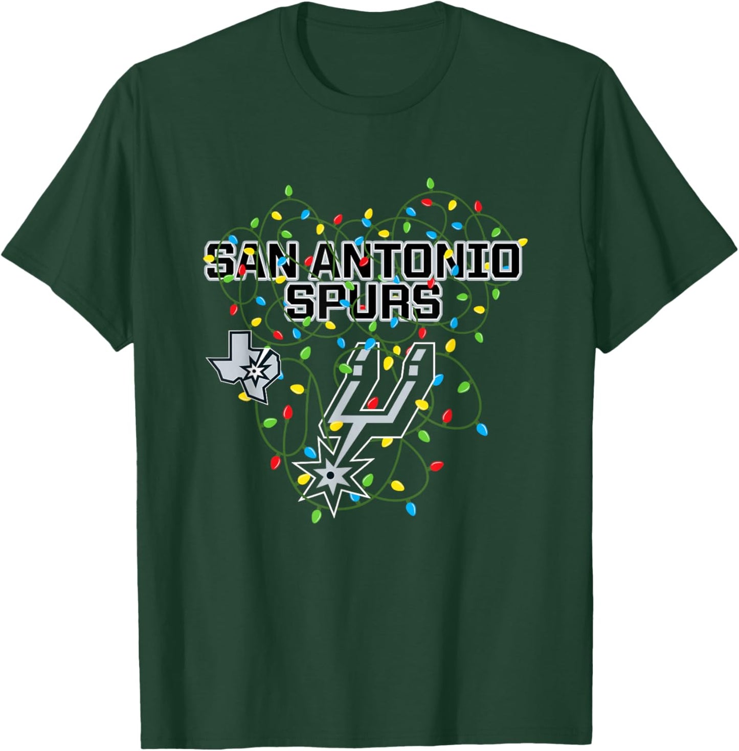 NBA San Antonio Spurs Christmas Lights Holiday T-Shirt - T-Shirt | Forest