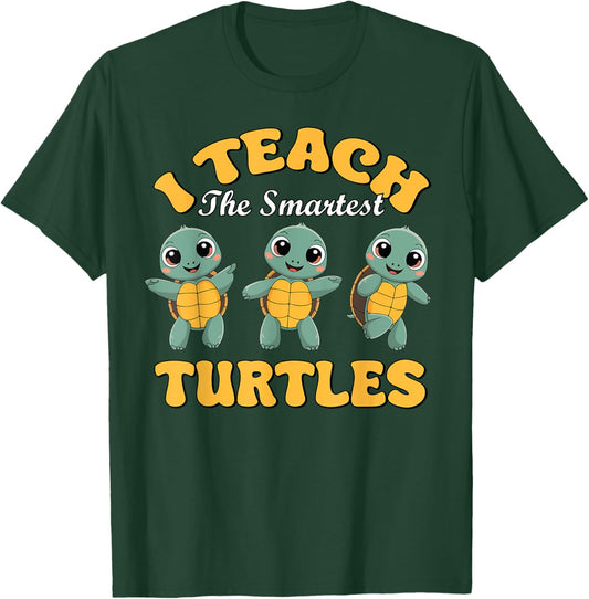 I Teach The Smartest Turtles Thanksgiving Proud Teacher Job T-Shirt - T-Shirt | Forest