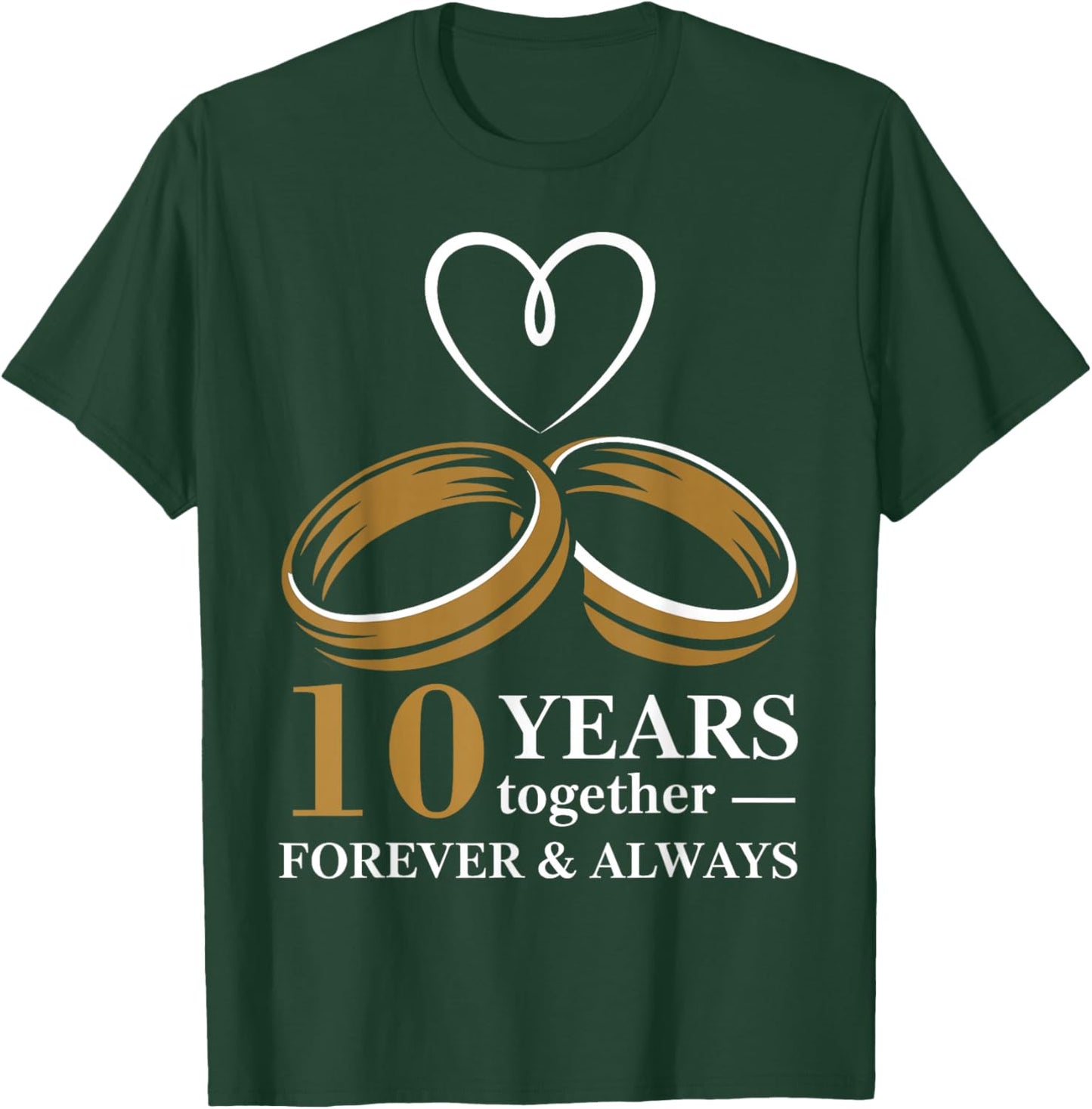 10th Wedding Anniversary Shirt for Couple - 10 Years Wedding T-Shirt - T-Shirt | Forest
