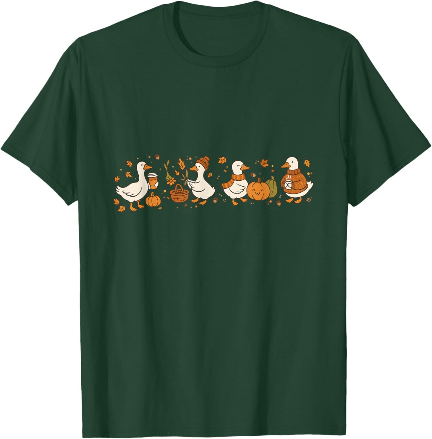 Autumn Goose | Funny Goose Design Cosy Autumn T-Shirt - T-Shirt | Forest