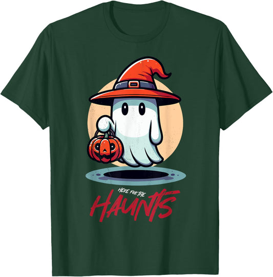 Halloween ghost. Here for the Haunts. T-Shirt - T-Shirt | Forest
