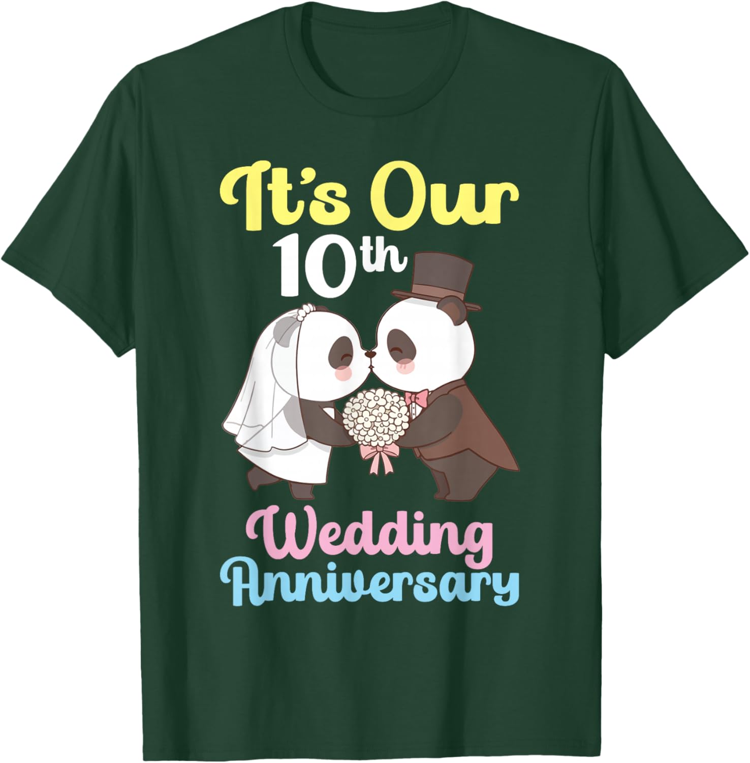 It's Our 10th Wedding Anniversary Panda Couple Husband Wife T-Shirt - T-Shirt | Forest