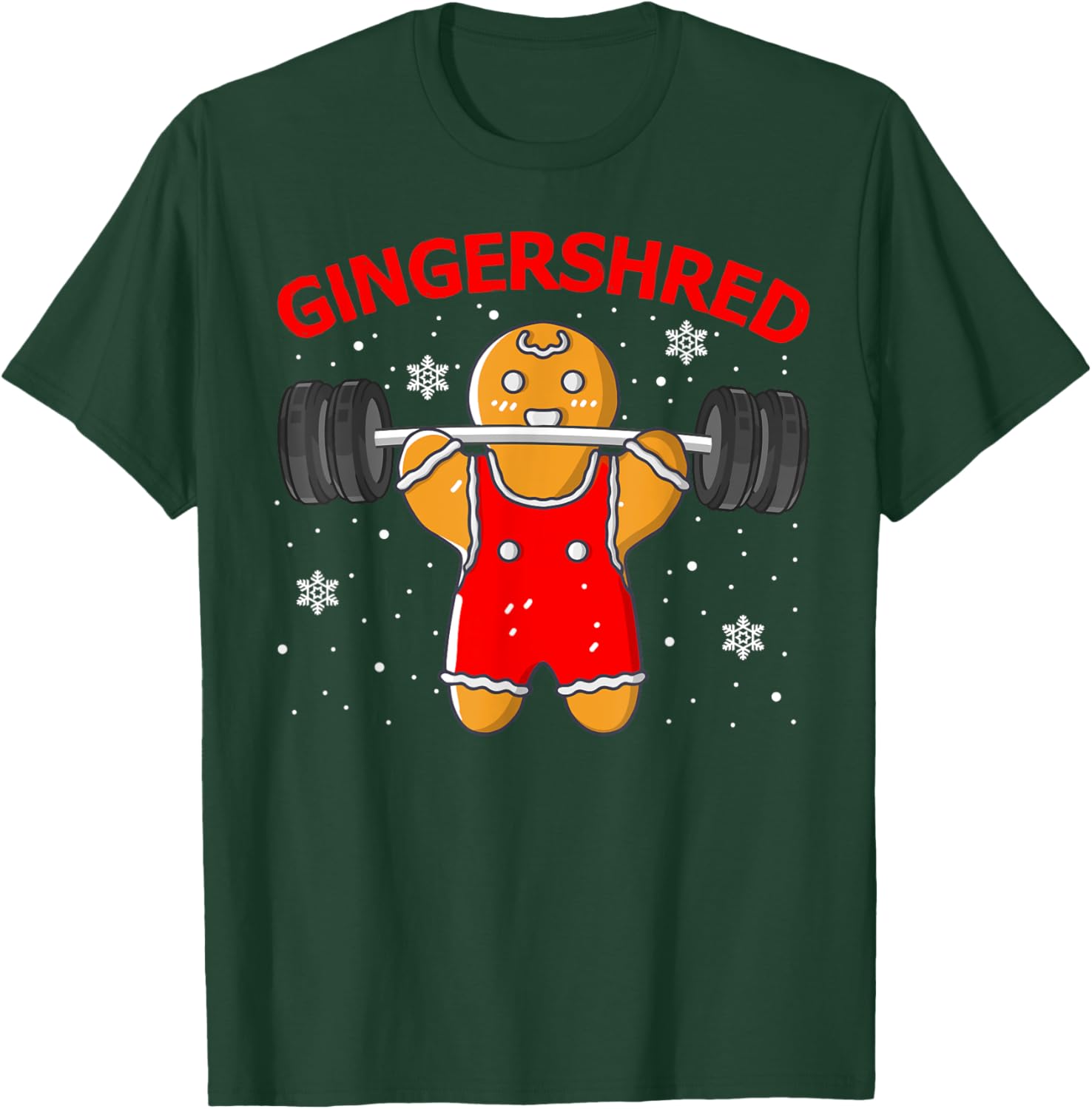 Funny Gingershred Gingerbread Man Gym Squad Xmas Holiday T-Shirt - T-Shirt | Forest