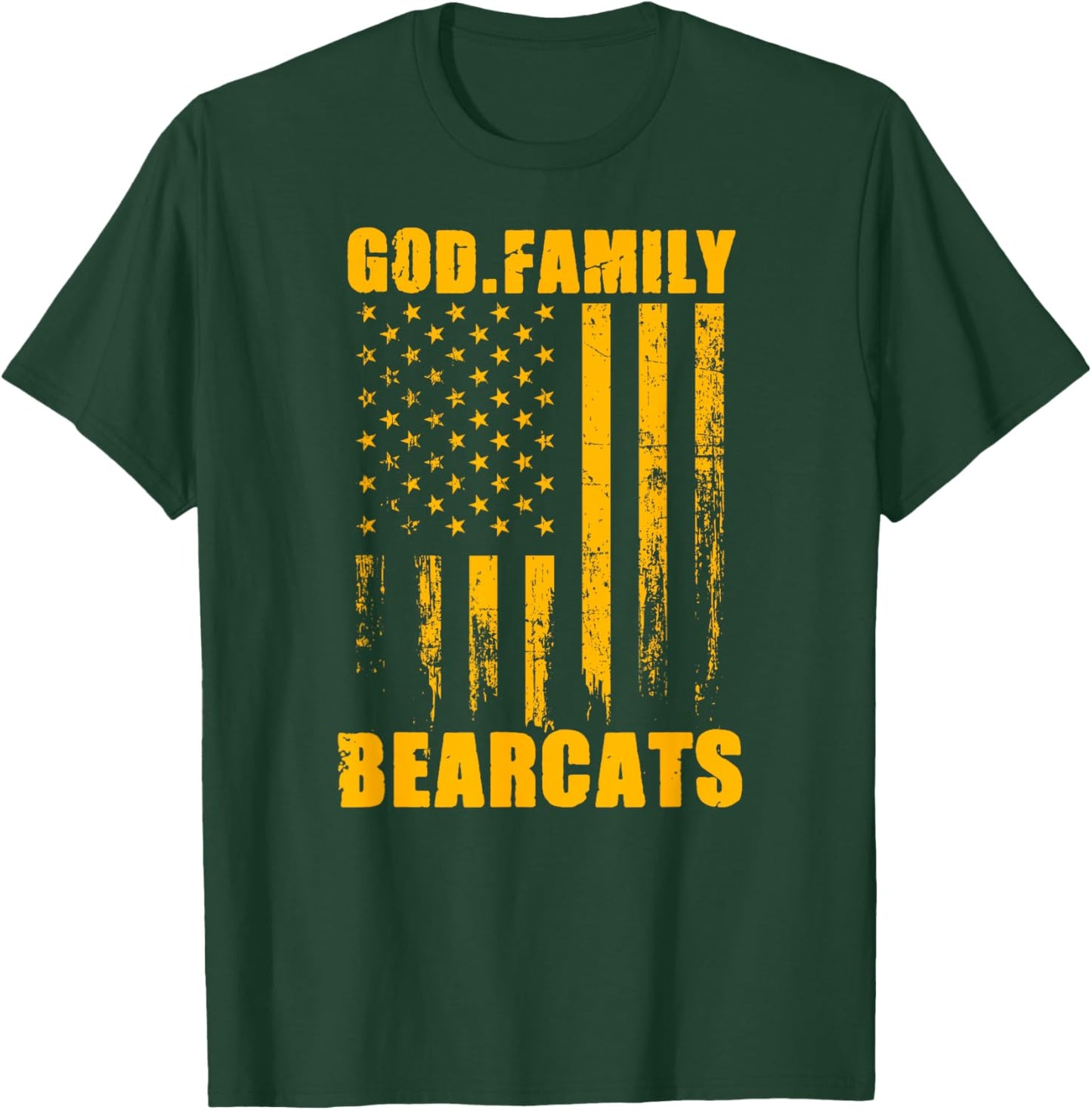 Whitesboro Bearcats God. Family. Vintage USA Flag T-Shirt - T-Shirt | Forest