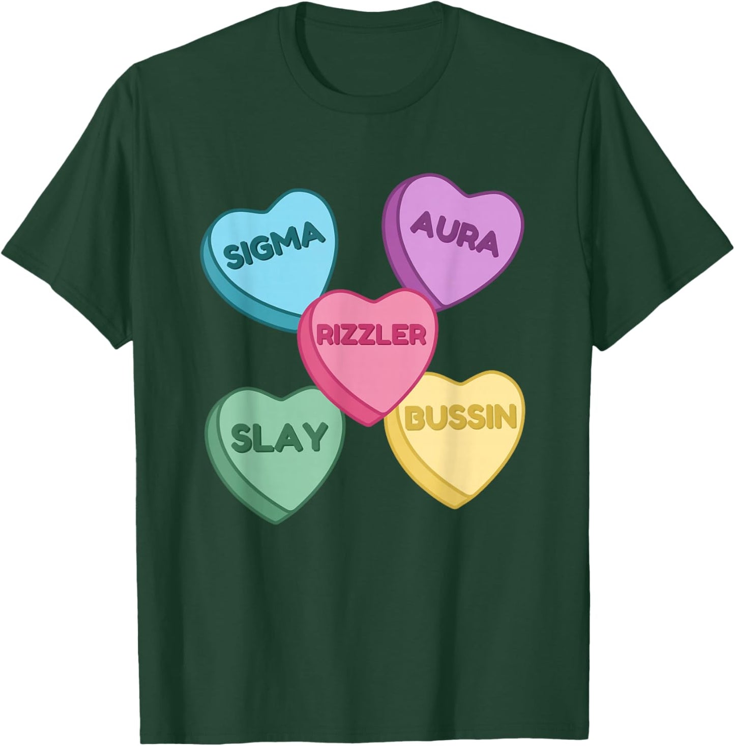Valentine's Day Shirt Rizzler Candy Heart Middle School T-Shirt - T-Shirt | Forest