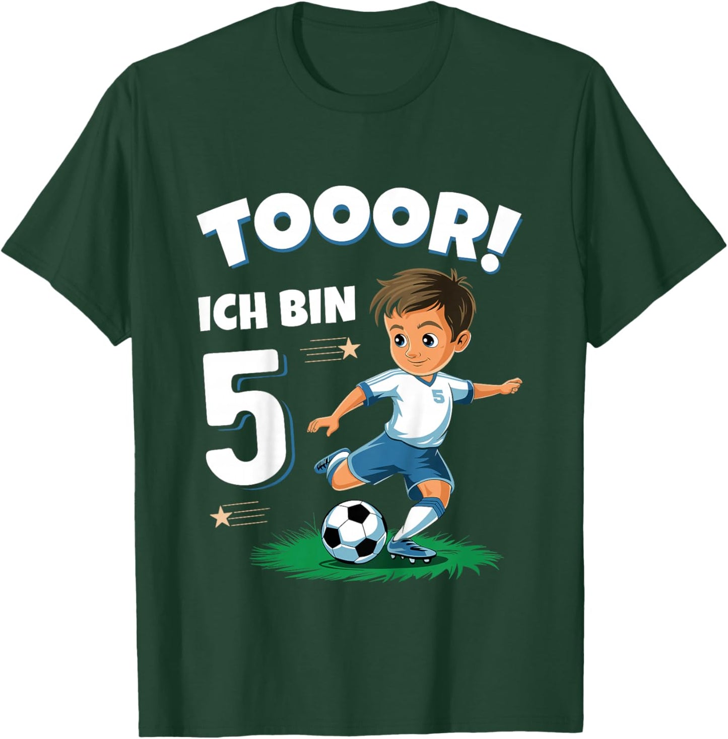 Children's 5th Birthday Boy Girl Football Gifts Football , black T-Shirt - T-Shirt | Forest