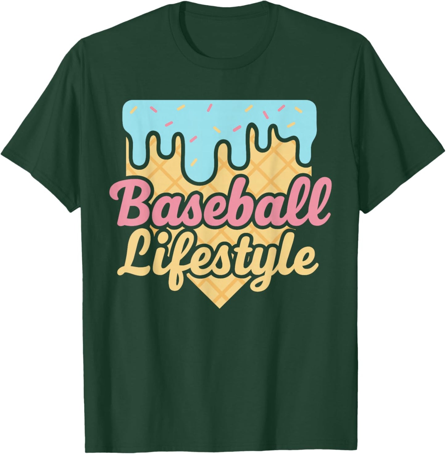 Baseball Lifestyle Shirt, Ice Cream Drip Baseball for Boys T-Shirt - T-Shirt | Forest