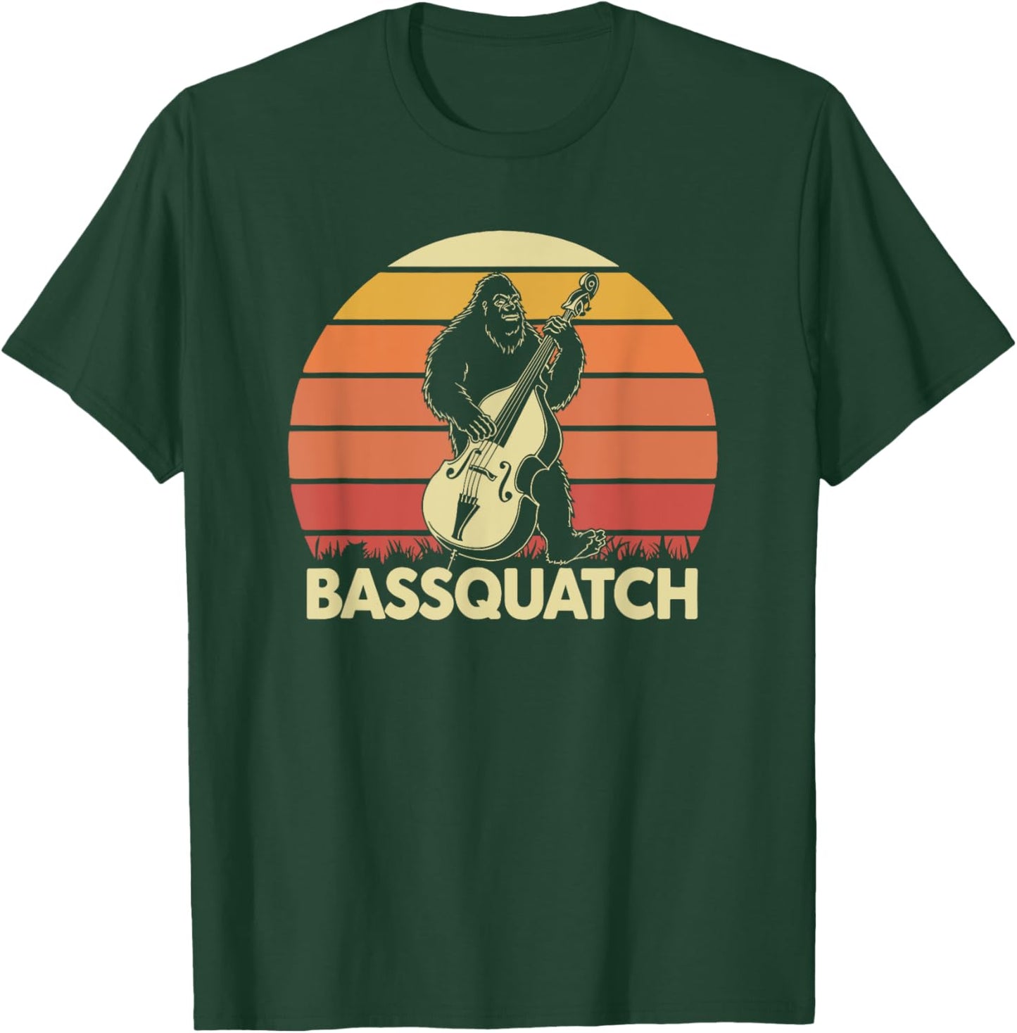 Bassquatch Bigfoot Double Bass Fiddle Upright Bass Sasquatch T-Shirt - T-Shirt | Forest