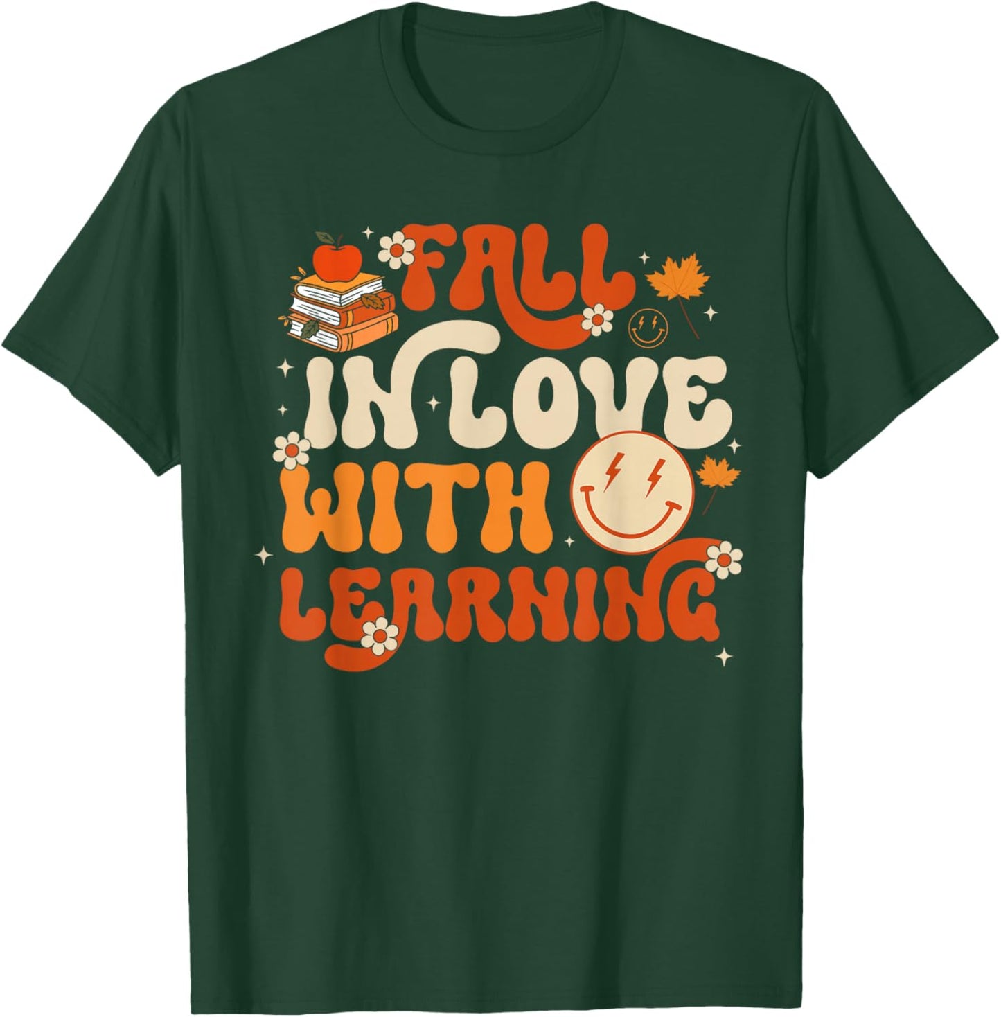 Fall in Love with Learning Autum Thanksgiving Teacher Kids T-Shirt - T-Shirt | Forest