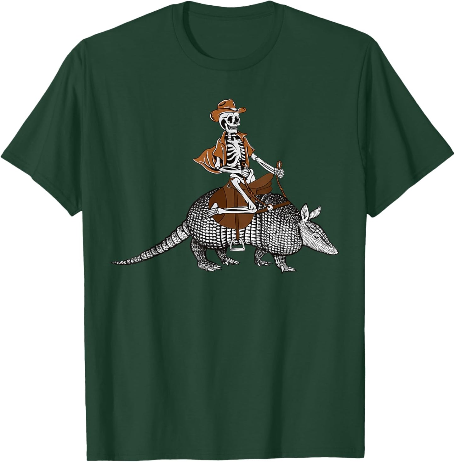 Vintage Cowboy Skeleton Riding Armadillo Western Style T-Shirt - T-Shirt | Forest