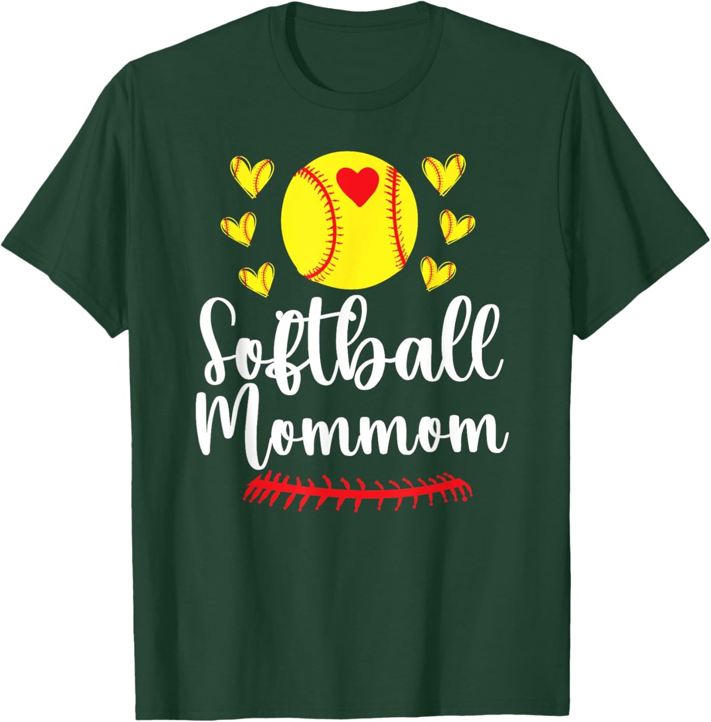 Softball Mommom Of A Softball Player Mommom T-Shirt - T-Shirt | Forest
