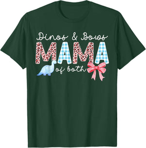 Dinos & Bows Mama of Both Mother of Boys and Girls T-Shirt - T-Shirt | Forest