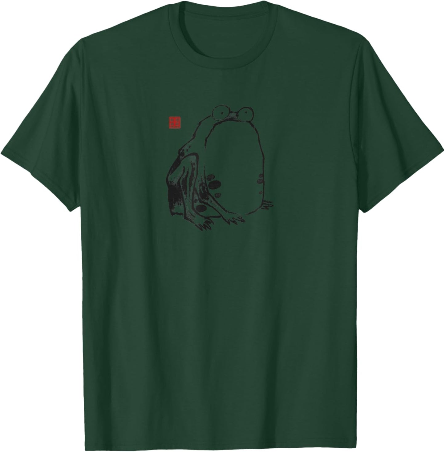 Funny Grumpy Frog Meme Japanese Sumi-e Vintage Art T-Shirt - T-Shirt | Forest