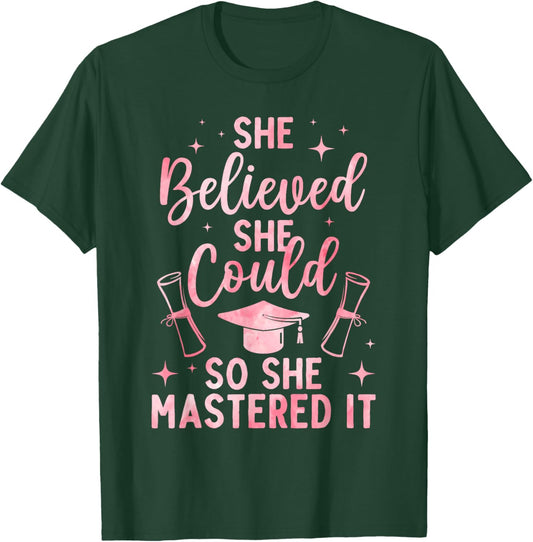 Masters Degree Graduation Art Girl Masters Degree T-Shirt - T-Shirt | Forest