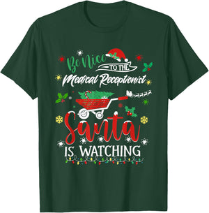 Funny Christmas Medical Receptionist Festive Holiday Pajama T-Shirt - T-Shirt | Forest