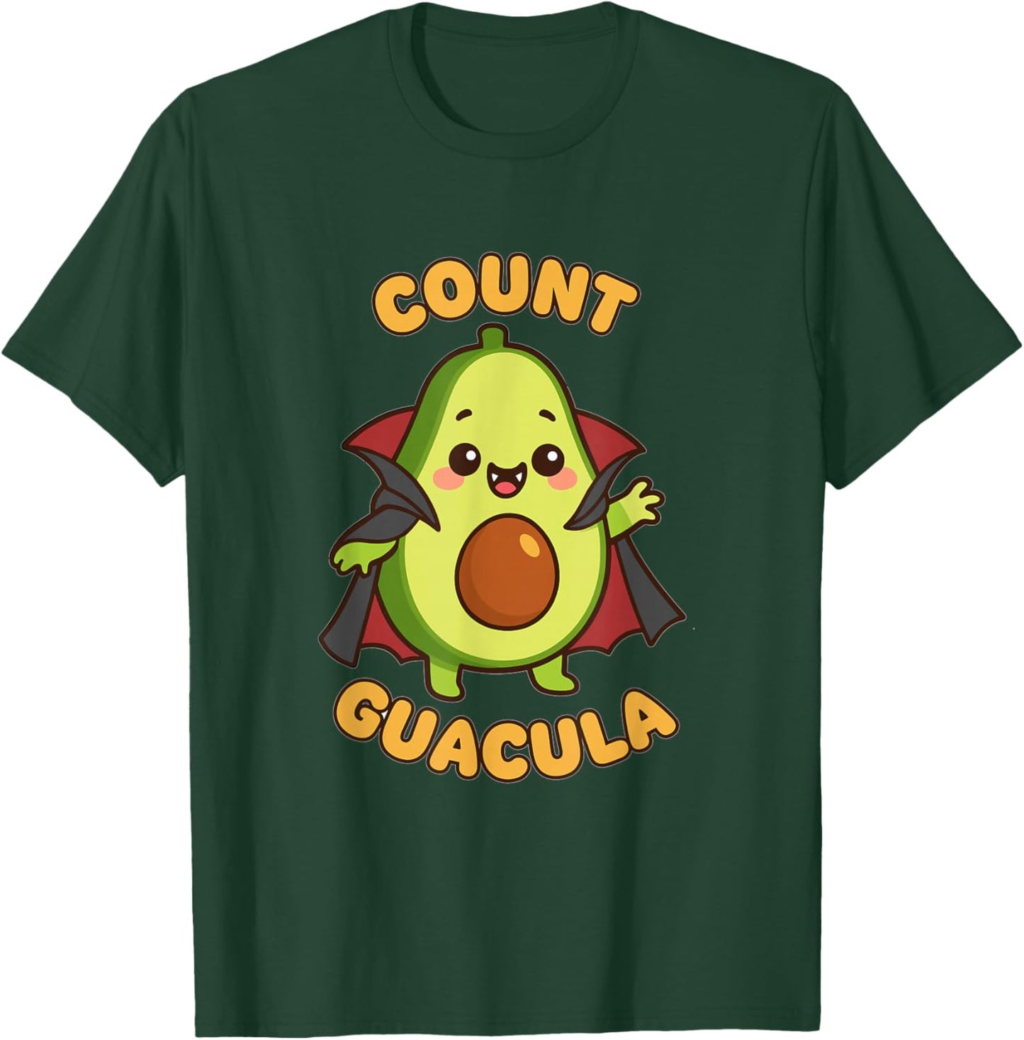 Count Guacula Kawaii Avocado Vampire Guacamole Halloween Pun T-Shirt - T-Shirt | Forest