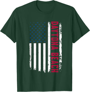 Daytona Beach USA Flag Patriotic American Daytona Beach Men T-Shirt - T-Shirt | Forest