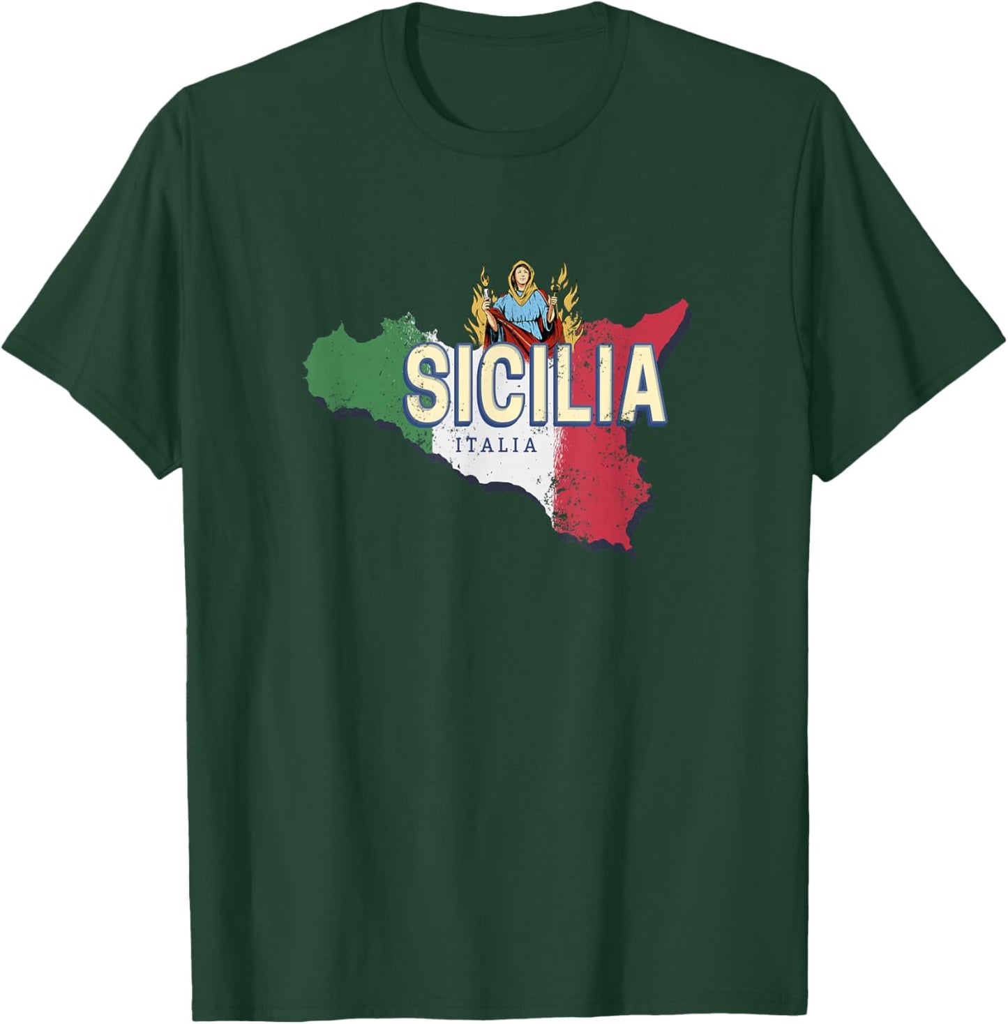 Sicile et Drapeau Italie Carte région rétro Souvenir Vintage T-Shirt - T-Shirt | Forest