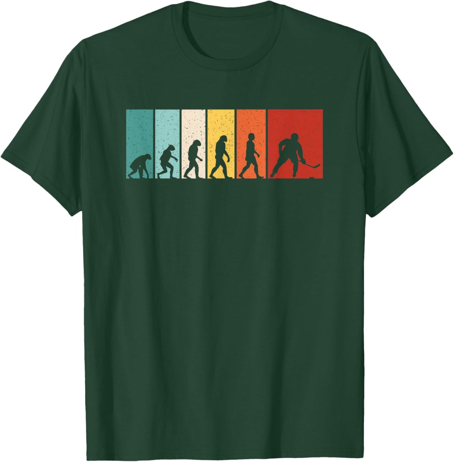 Hockey Evolution Retro Ice Hockey Player Men Boys T-Shirt - T-Shirt | Forest