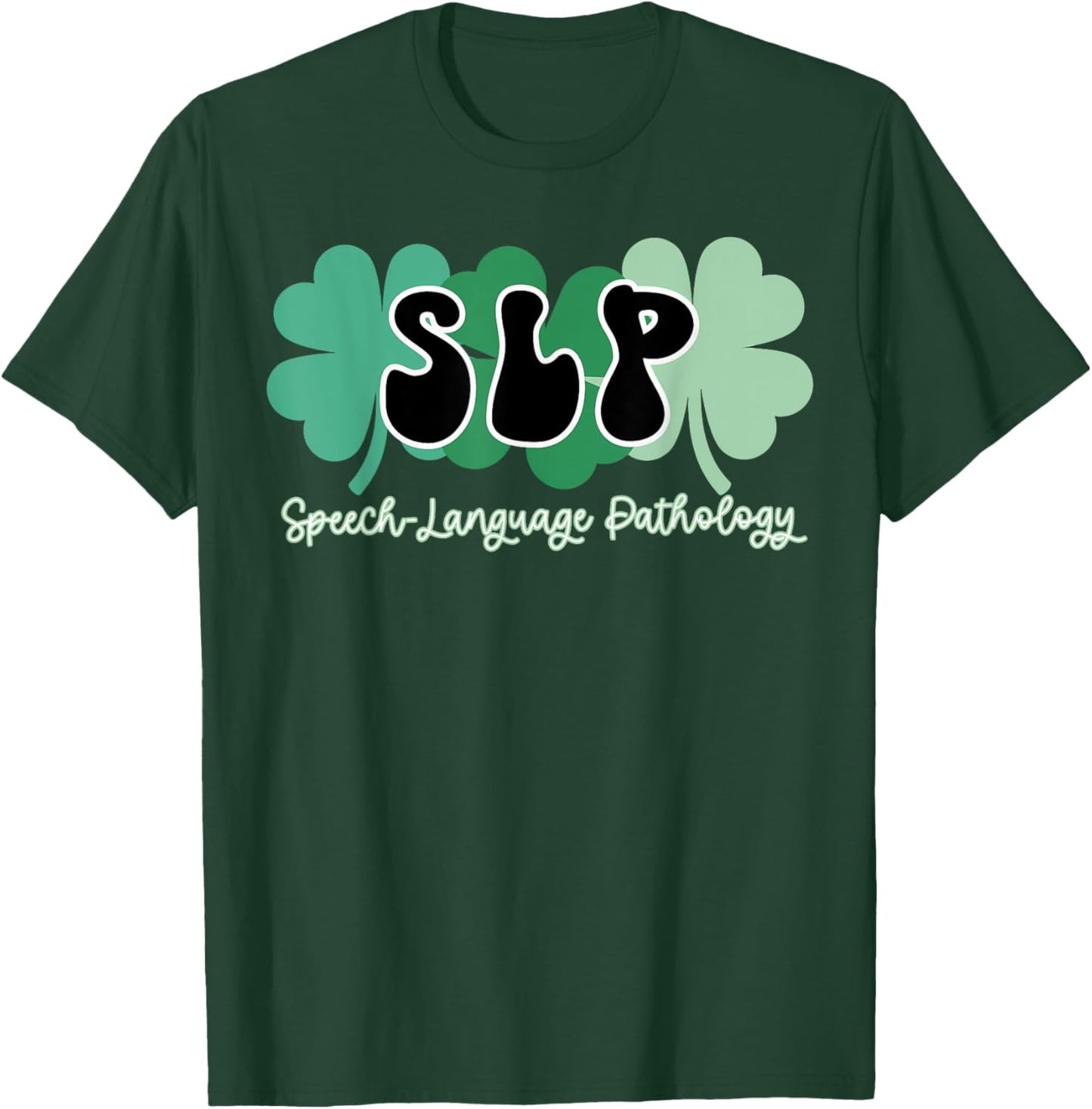 Retro St Patricks Day SLP Speech Language Pathology Shamrock T-Shirt - T-Shirt | Forest