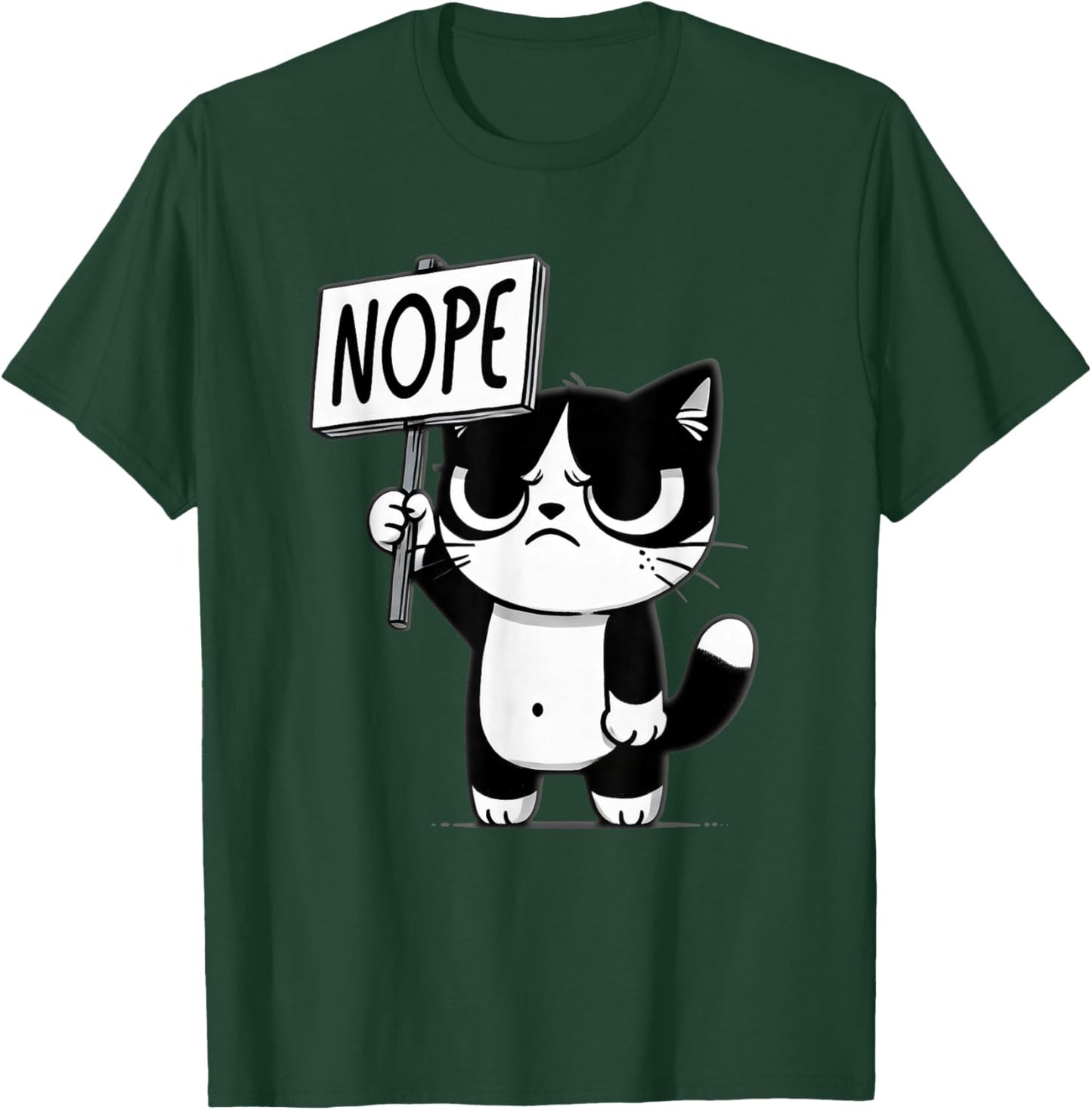 Funny Cat Nope, Grumpy Face Cat, Sarcastic Kids Mom Dad T-Shirt - T-Shirt | Forest