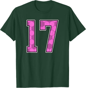 Pink Soccer Pattern Number 17 Jersey Player Uniform #17 T-Shirt - T-Shirt | Forest
