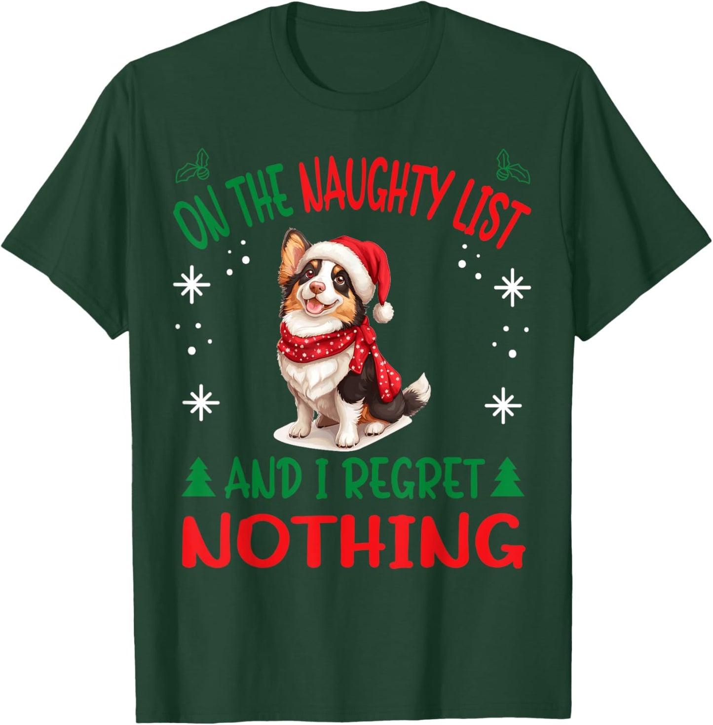 Cute Cardigan Welsh Corgi Dog Christmas On The Naughty List Women T-Shirt - T-Shirt | Forest