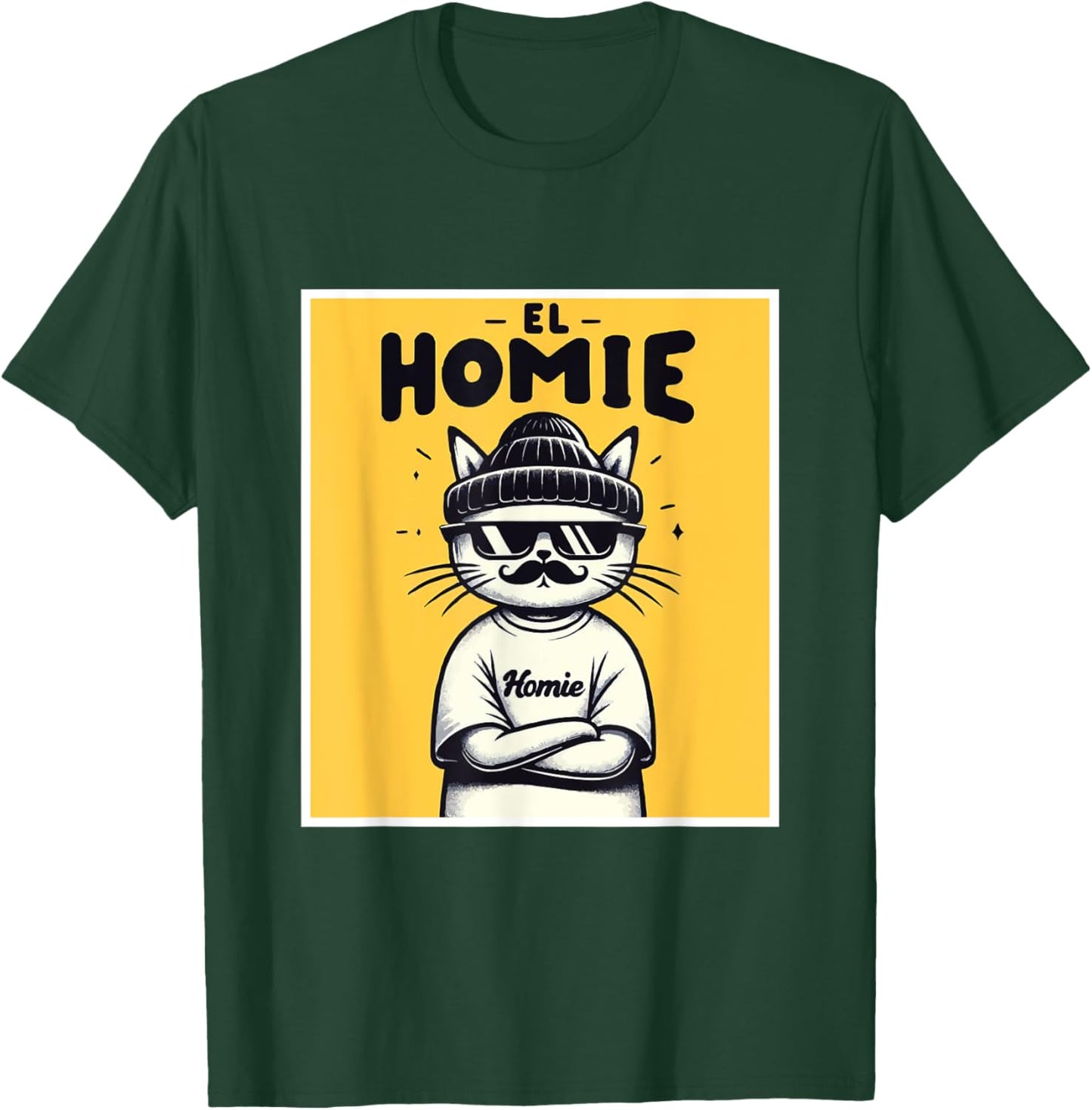 LIL HOMIE Cute Cholo Cat Chicano Art West Coast Hip Hop Prem T-Shirt - T-Shirt | Forest