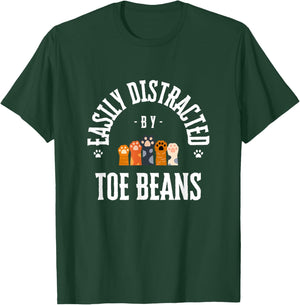 Easily Distracted By Toe Beans Cat Paw Funny T-Shirt - T-Shirt | Forest
