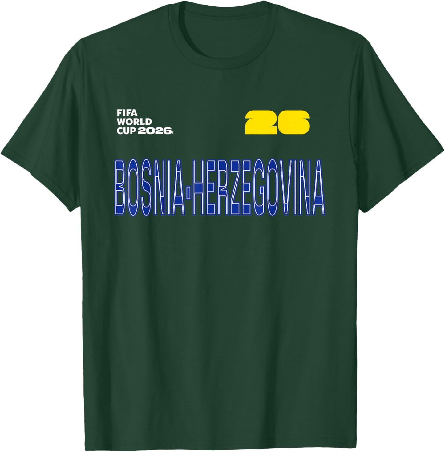 FIFA World Cup 2026 Bosnia Herzegovina Outline Graphic T-Shirt - T-Shirt | Forest