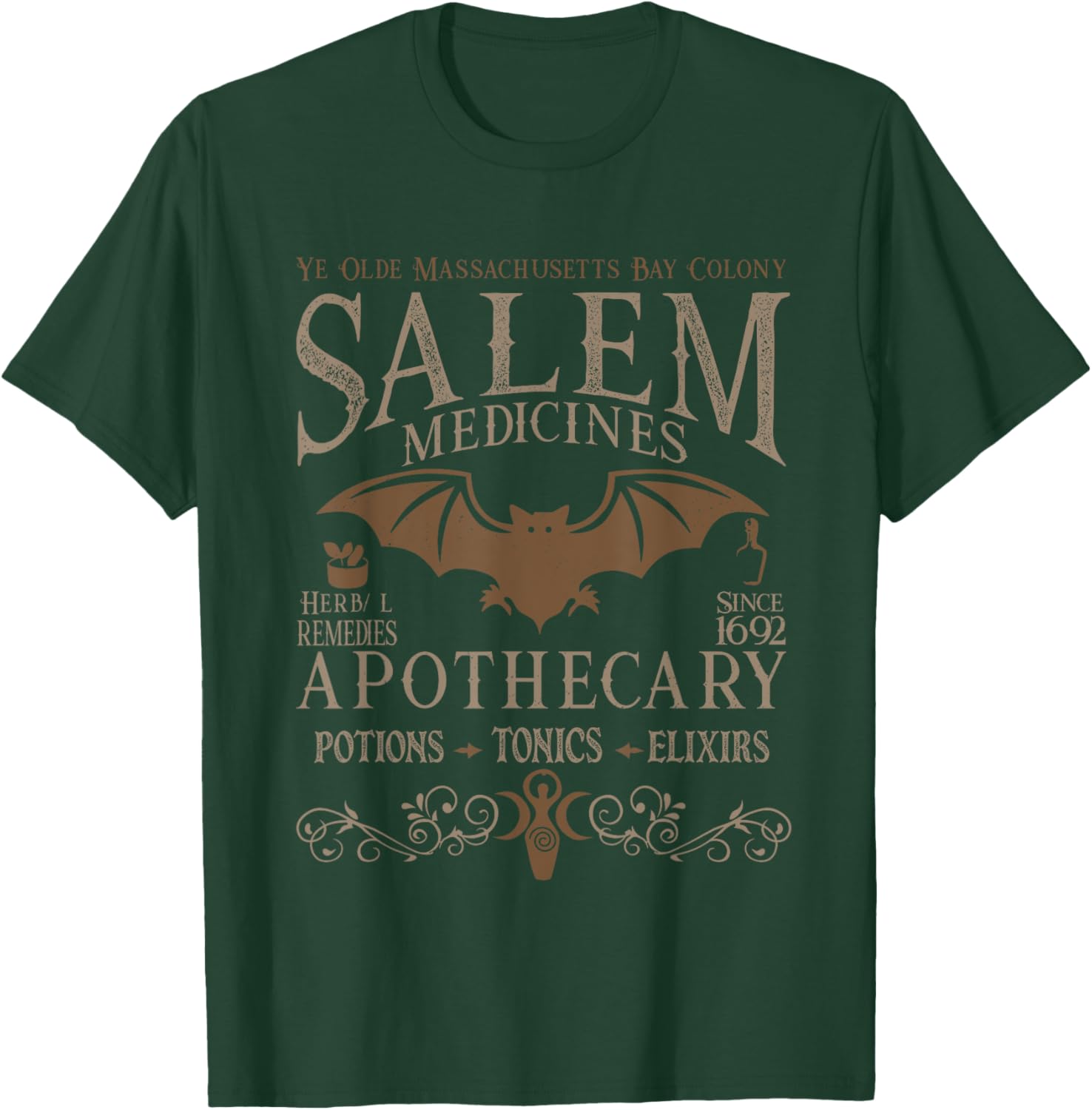 Retro Gothic Salem Witch Massachusetts Apothecary Halloween T-Shirt - T-Shirt | Forest