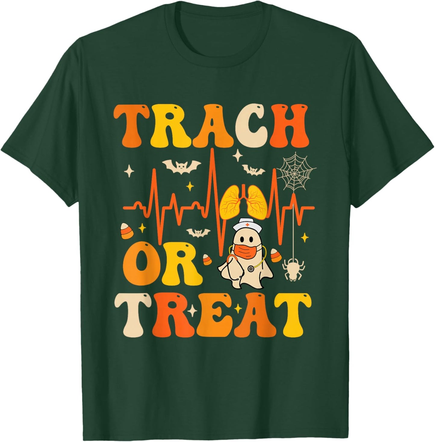 Lung Squad Trach Or Treat Respiratory Therapist Halloween T-Shirt - T-Shirt | Forest