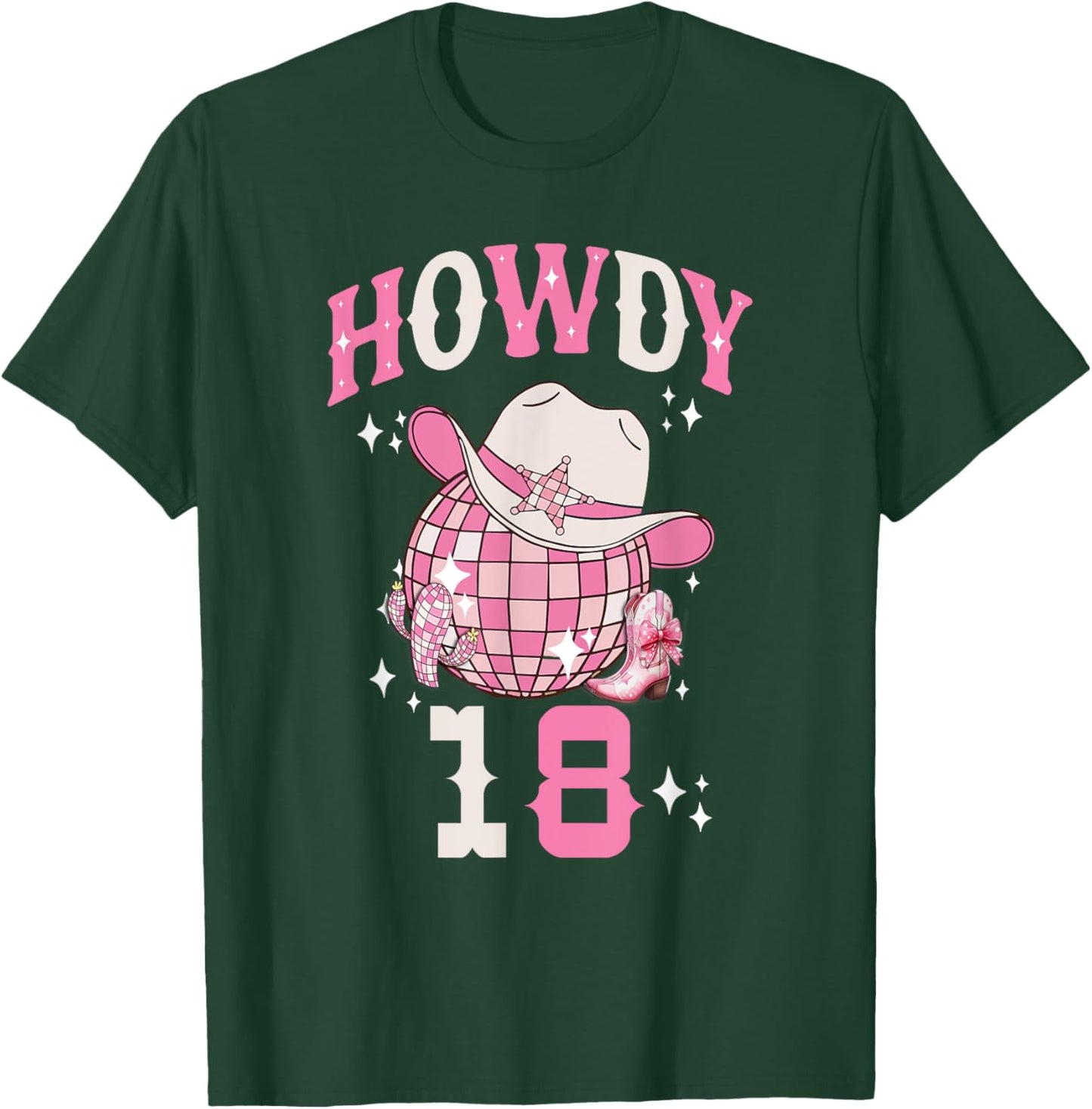 Howdy 18 Years Old Cowgirl 18th Birthday Western Girl T-Shirt - T-Shirt | Forest