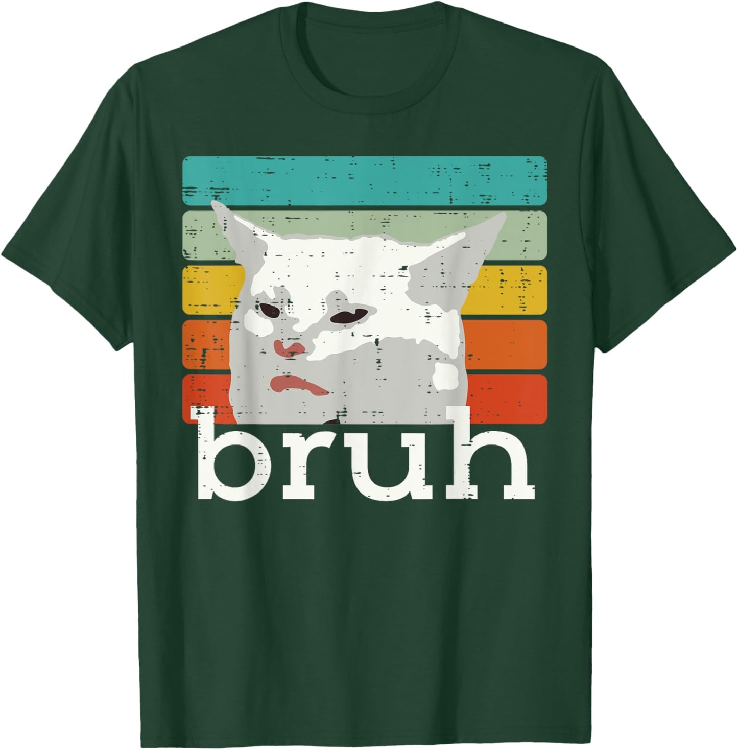 Weird Cat Meme Bruh Retro Funny Saying Boys Teen Men Kids T-Shirt - T-Shirt | Forest