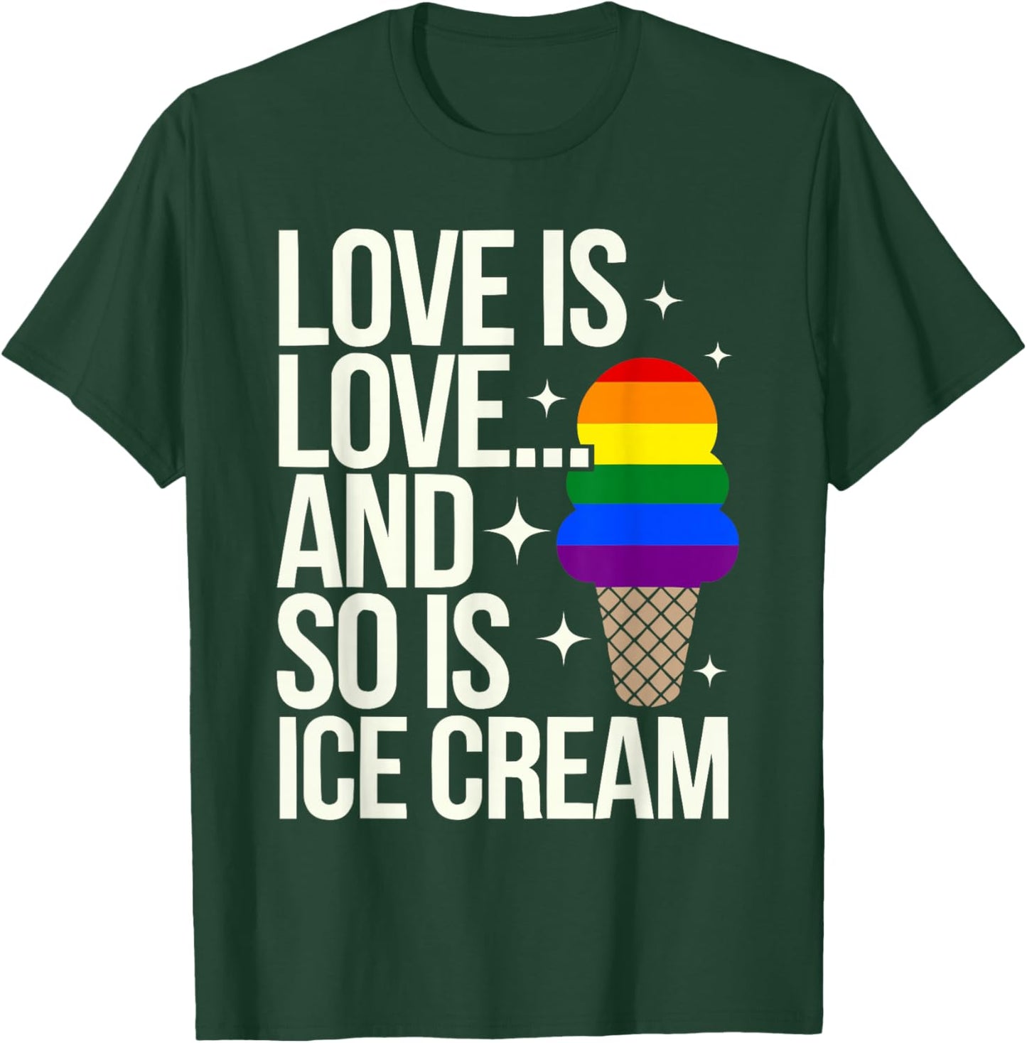 Ice Cream Lover LGBTQ Sundae Gelato Rainbow Pride Month T-Shirt - T-Shirt | Forest