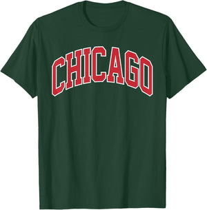 Retro Chicago Throwback Classic Chicago Men Women Red Blue T-Shirt - T-Shirt | Forest