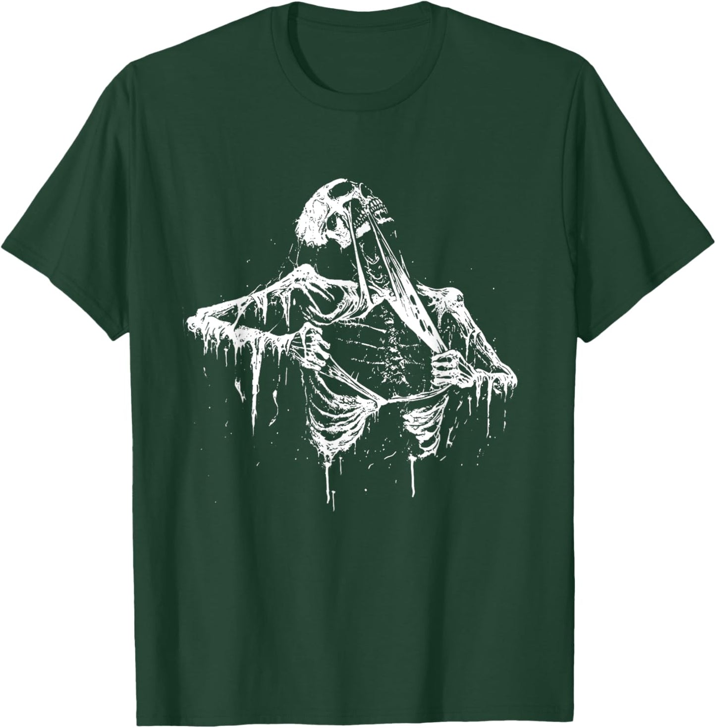 Skeleton Ripping Rib Cage Vintage 90s Graphic Halloween T-Shirt - T-Shirt | Forest