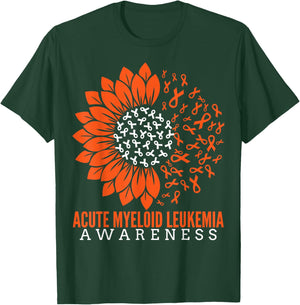 Acute Myeloid Leukemia Awareness Sunflower Ribbon Orange T-Shirt - T-Shirt | Forest