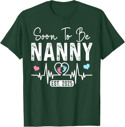 Vintage Soon To Be Nanny Est. 2025 New Nanny T-Shirt - T-Shirt | Forest