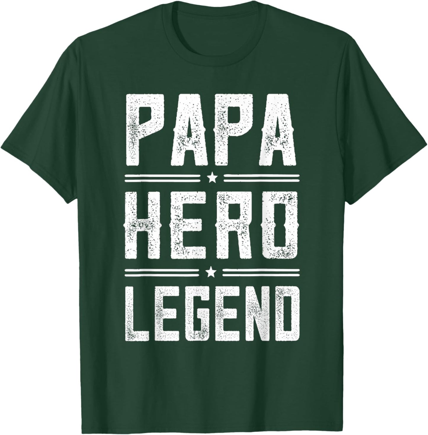 Papa Hero Legend - Vintage Distressed Papa T-Shirt - T-Shirt | Forest