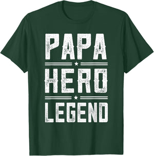Papa Hero Legend - Vintage Distressed Papa T-Shirt - T-Shirt | Forest