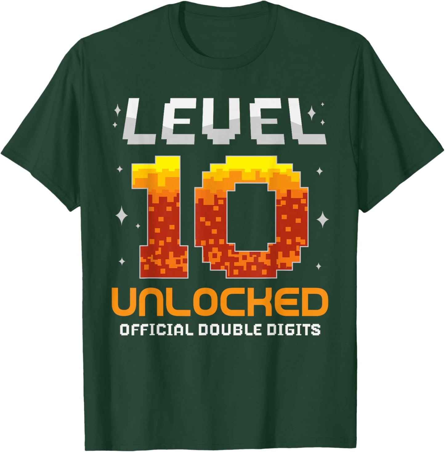 Level 10 Unlocked 10th Birthday Ten Years Old Gamer Gaming T-Shirt - T-Shirt | Forest