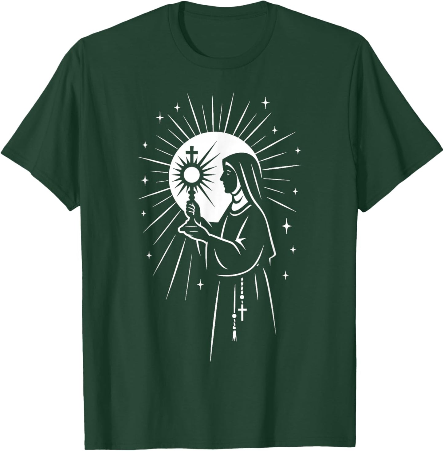 St Clare of Assisi Catholic Saints Eucharist Monstrance T-Shirt - T-Shirt | Forest