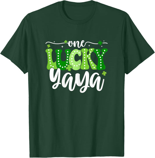 One Lucky Yaya Groovy Retro Yaya St Patrick's Day T-Shirt - T-Shirt | Forest