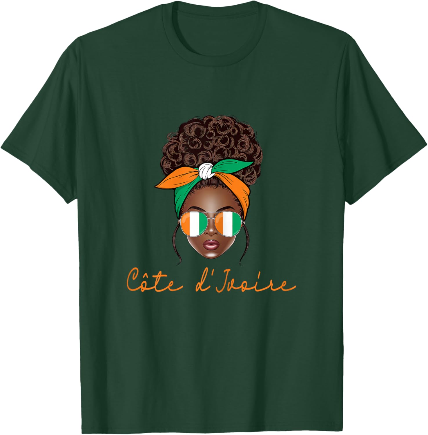 Ivory Coast Girl Ivorian Woman Flag T-Shirt - T-Shirt | Forest