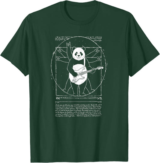 Vitruvian Rock Panda, Leonardo da Vinci, Art, Music, Fun T-Shirt - T-Shirt | Forest