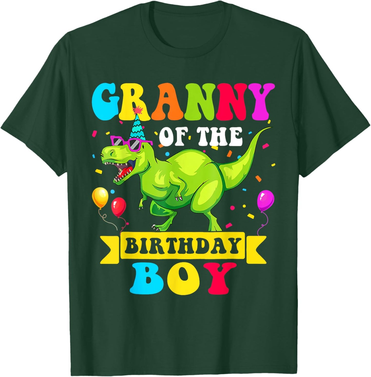 Granny of the Birthday Boy Dinosaur Raptor Funny T-Shirt - T-Shirt | Forest
