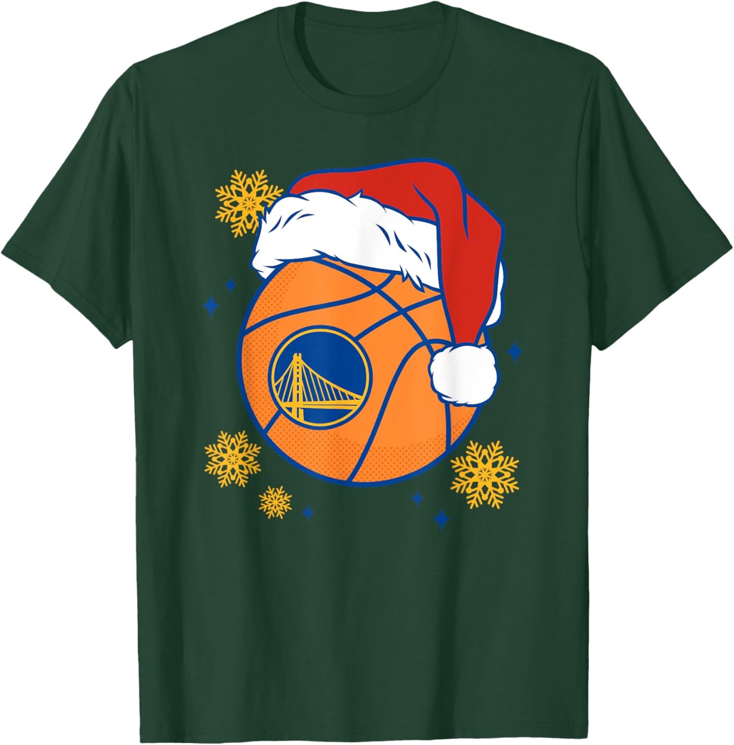 NBA Golden State Warriors Christmas Santa Hat Ball T-Shirt - T-Shirt | Forest