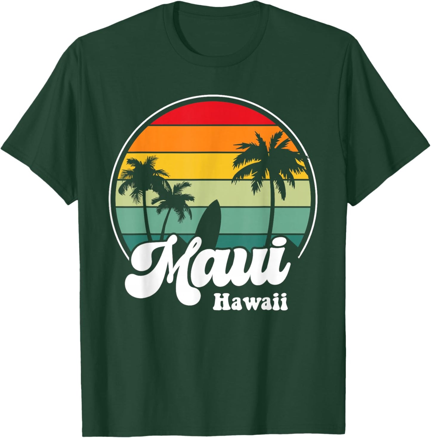 Maui Hawaii Beach Surfing Souvenir Surfboard Retro T-Shirt - T-Shirt | Forest