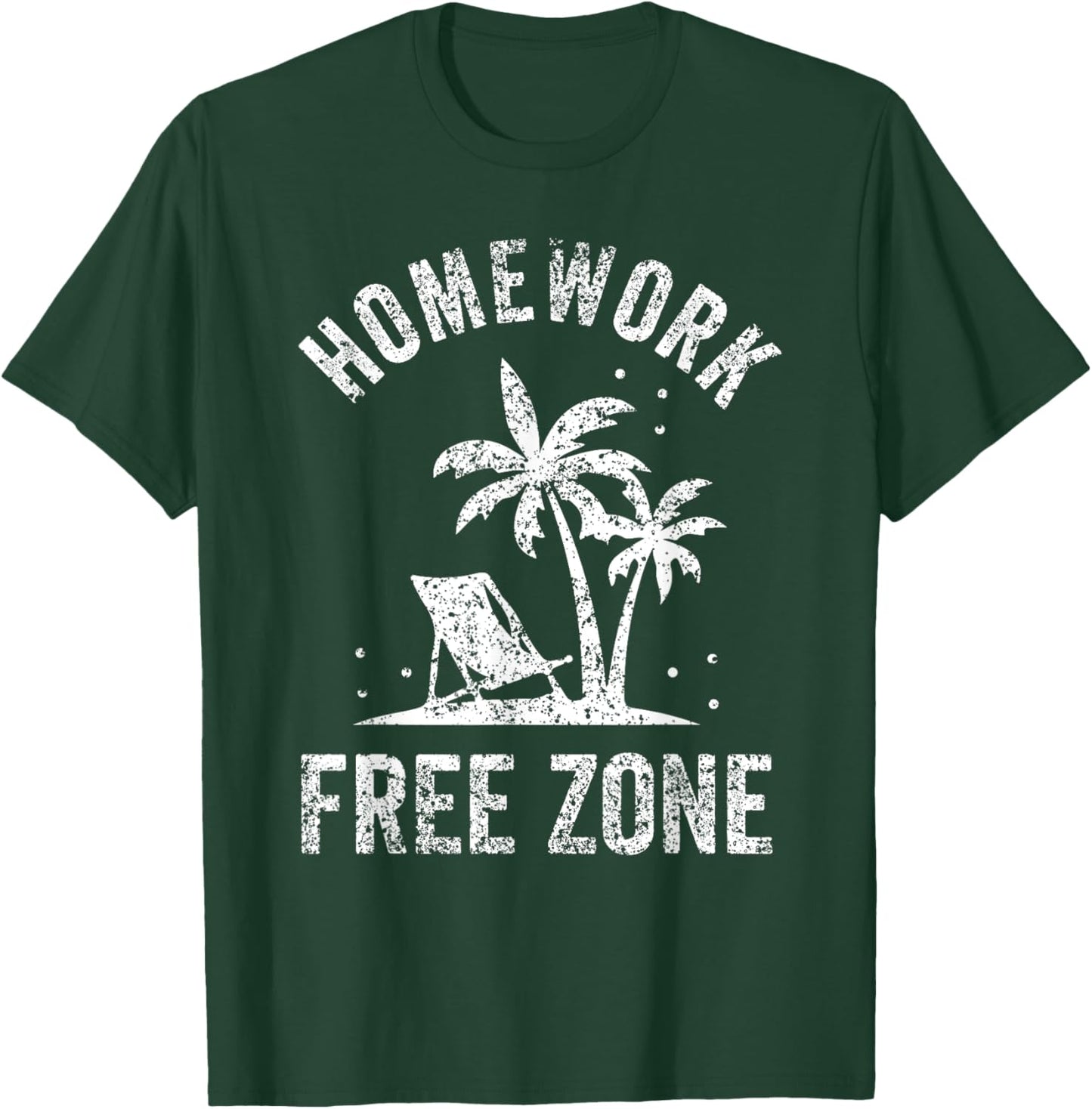 Homework-Free Zone Kids Children Pupils End Of School T-Shirt - T-Shirt | Forest
